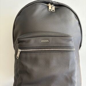 Zegna Black Deerskin Hoodie Backpack